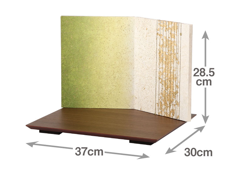 二曲緑和紙屏風オディール飾台
