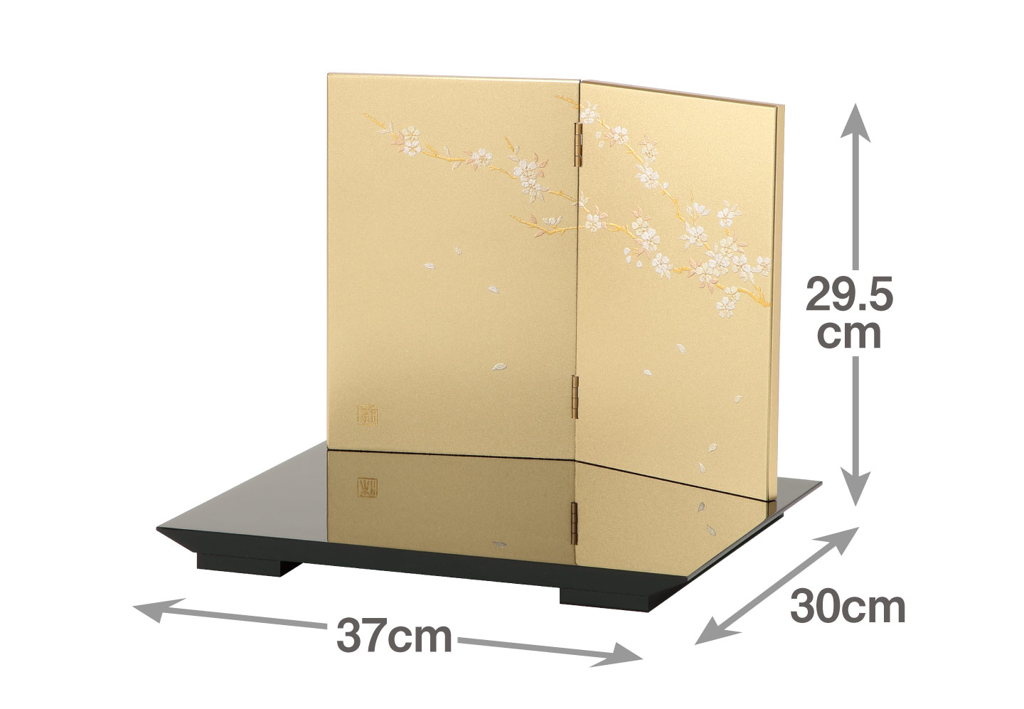二曲桜空屏風黒塗飾台