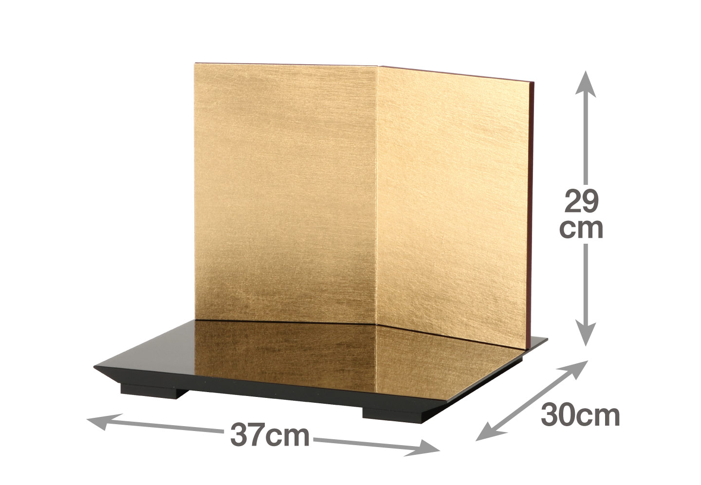 二曲金屏風（27cm）黒塗飾台