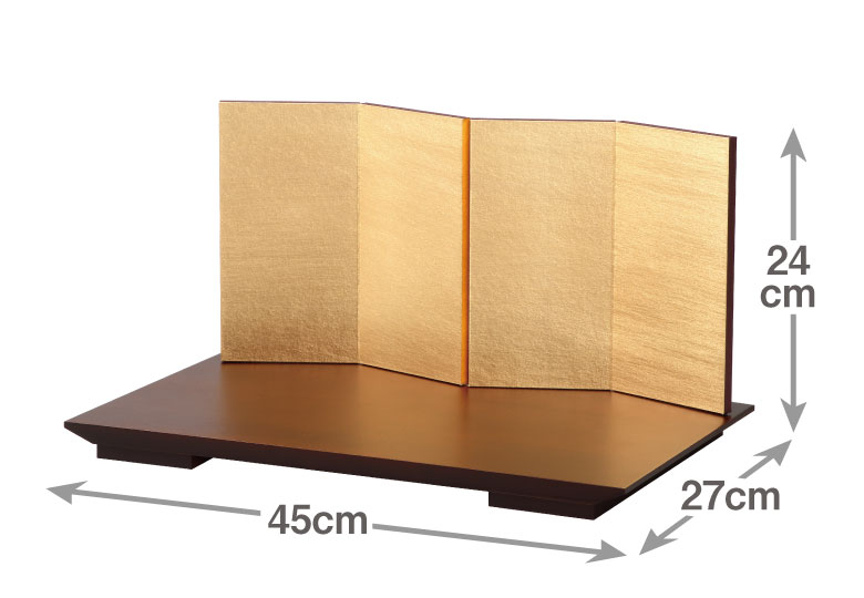 四曲金屏風（21cm）ブラウン飾台