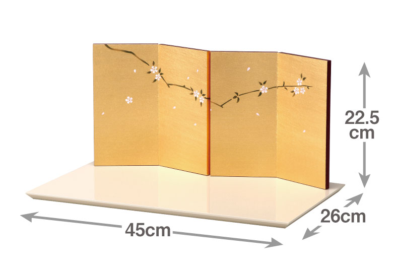 四曲枝小桜屏風バニラ塗飾台