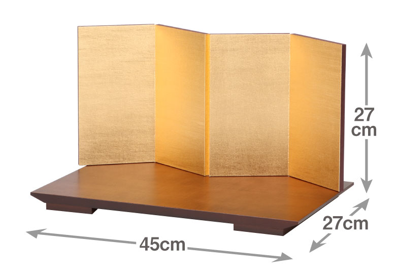 四曲金屏風（24cm）ブラウン飾台