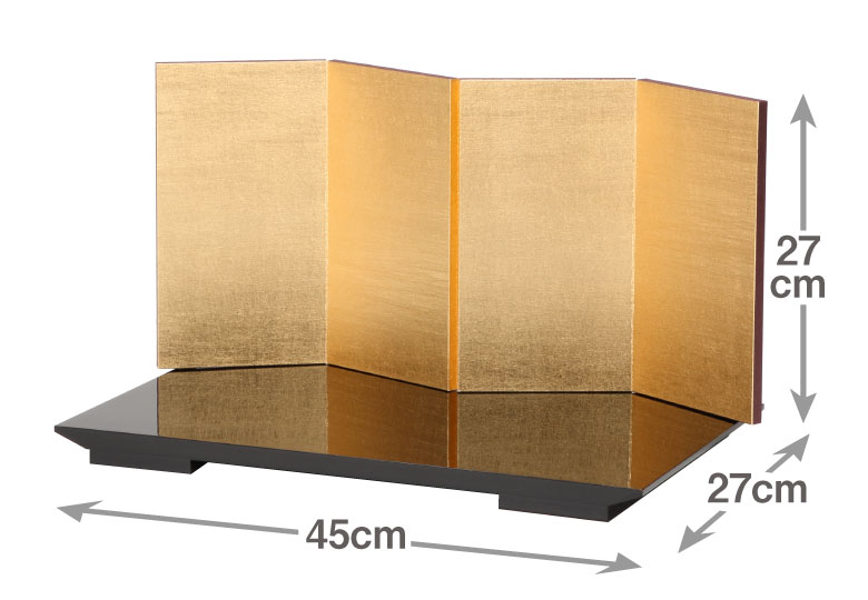 四曲金屏風（24cm）黒塗り飾台